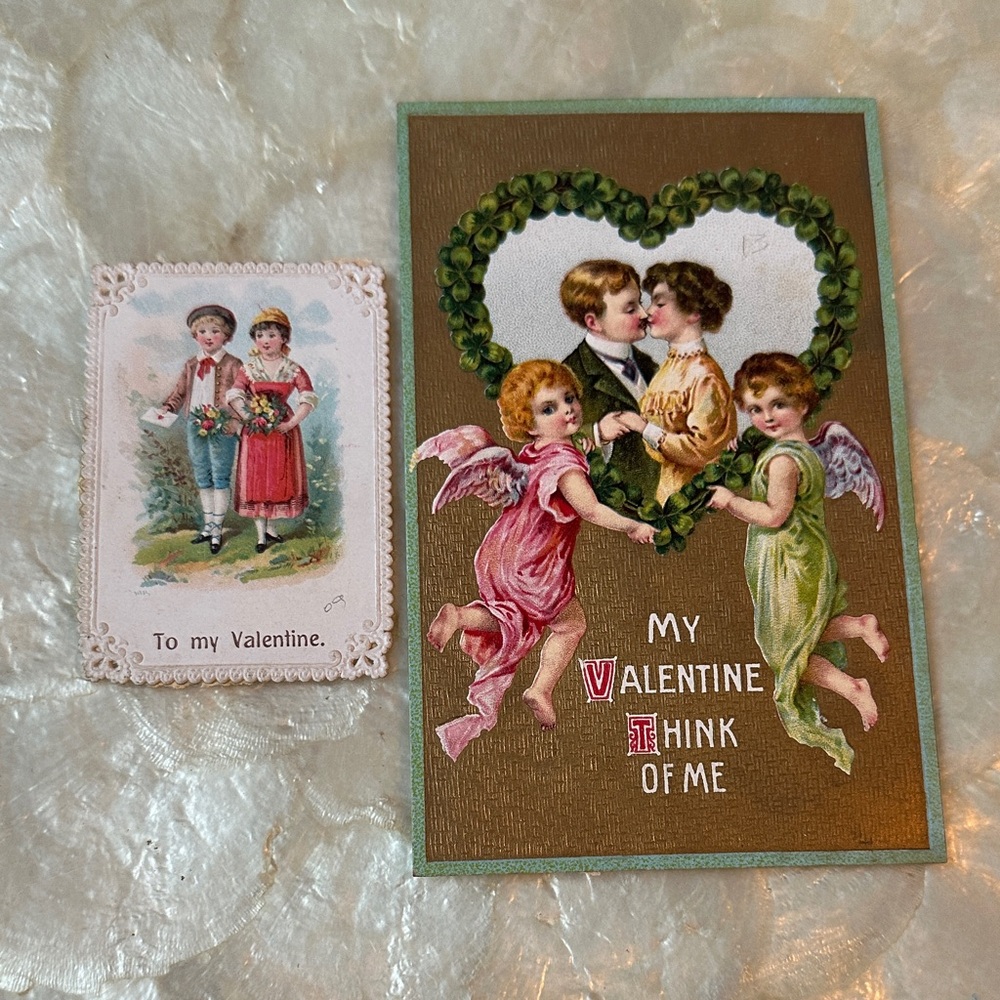 Vintage/Antique Valentine's Day Cards with Angels and Couples.